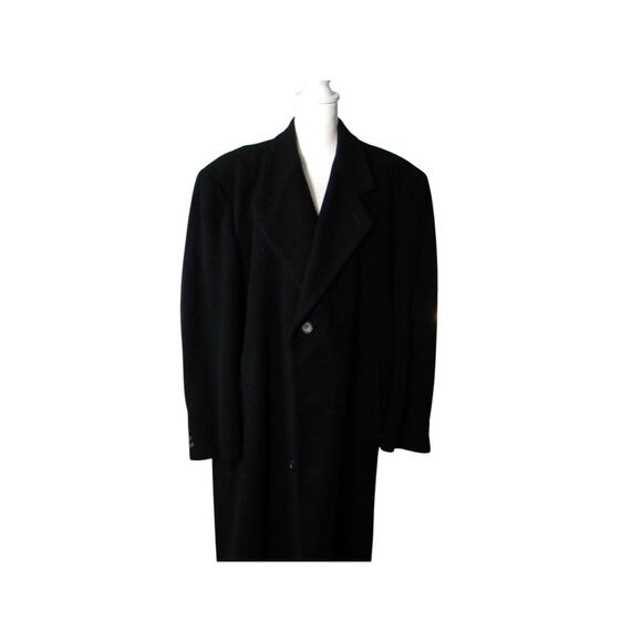 Roundtree & Yorke Men's 100%‎ Wool Black Dress Coat Size 44 Overcoat Classic - Picture 1 of 6